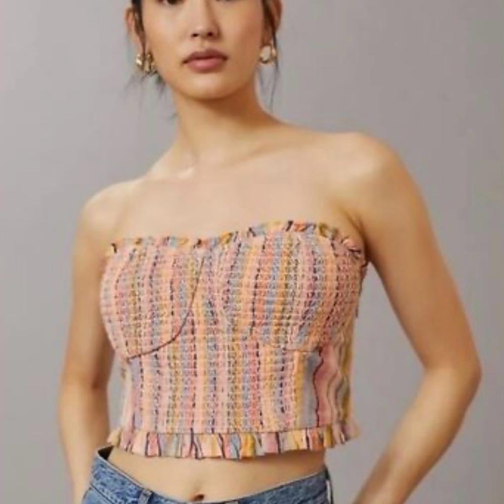 Anthropologie Pilcro Rainbow Strapless Crop Top
